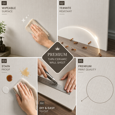 Woven Linen Greige Matte Ceramic Sheet - 2x2 ft