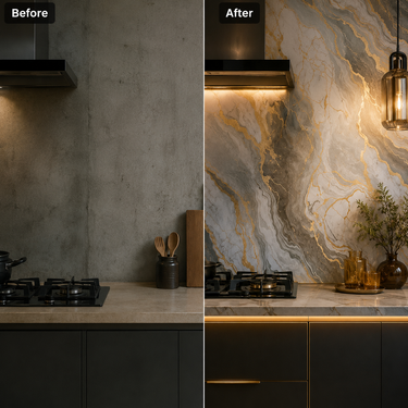 Grey, White & Gold Agate Marble Self-Adhesive Kitchen Sticker – 2 Meter Roll