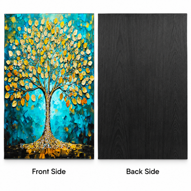 Designer Turquoise & Gold Tree of Life Crystal Wall Decor – Luxury 3D Art Frame