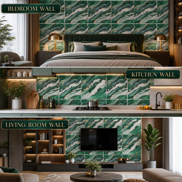 Self Adhesive Teal White Abstract Foam Wall Sheet 2x2 ft | 2mm Damp-Proof Decor