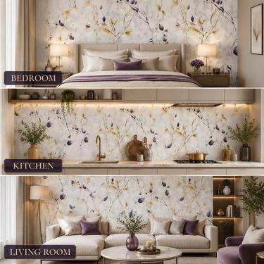 Nidhi Decor Purple Flower Wallpaper Close-Up – Dreamy Floral Pattern 50 Sq.Ft Roll India