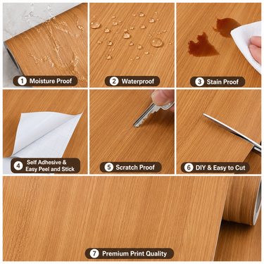 Self Adhesive Wooden Texture Wallpaper 10 meter