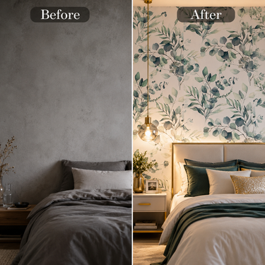 Self Adhesive White Green Leaf Design Wallpaper 10 meter