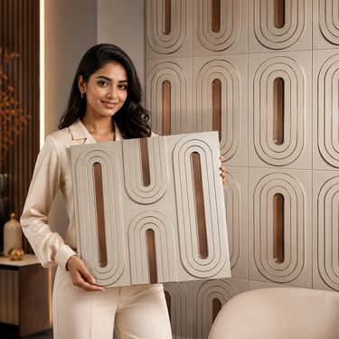 Nidhi Decor Non Self Adhesive Loopa Mega Graige Copper 3D PVC Wall Panel 1.5x1.5 Ft – Premium 5-Year Mumbai