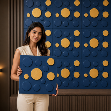 Nidhi Decor Non Self Adhesive Navy Blue Moon 3D PVC Wall Panel 1.5x1.5 Ft – Premium 5-Year Mumbai