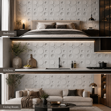 Nidhi Decor White Silver Moon Panel Close-Up – Elegant Silver Moon 3D Pattern India