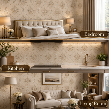 Royal Design Heritage Damask Wallpaper Roll 50 Sq.Ft | 180 GSM 5-Year Life | Nidhi Decor Mumbai