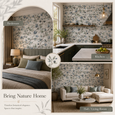 Green Leaves Wallpaper Close-Up Botanical Pattern | Tropical Wall Decor | Nidhi Decor Mumbai