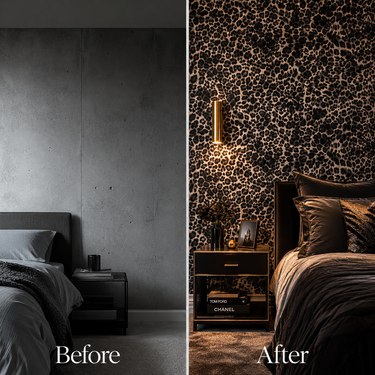 Non Self Adhesive Monochromatic Leopard Print 58 SQFT Wallpaper