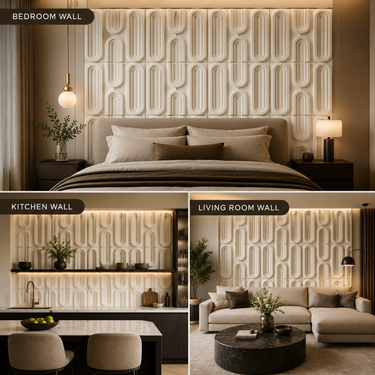 Non Self Adhesive Loopa White Tail 3D PVC Wall Panel 1.5x1.5 ft | 5-Year Life