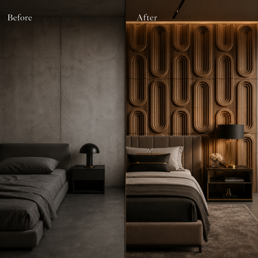 Non Self Adhesive Loopa Metallic Wood 3D PVC Wall Panel 1.5x1.5 ft | 5-Year Life
