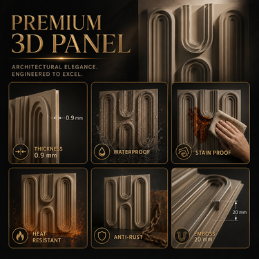 Non Self Adhesive Loopa Mega Graige 3D PVC Wall Panel 1.5x1.5 ft | 5-Year Life