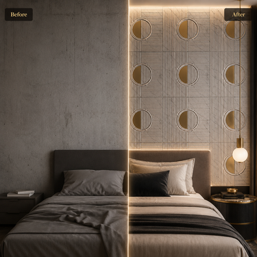 Non Self Adhesive Axis Orbit White Gold 3D PVC Wall Panel 1.5x1.5 ft | 5-Year Life