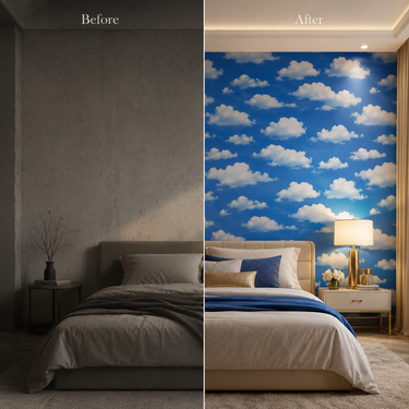 Cloud Pattern Peel & Stick Wallpaper on Kids Bedroom Wall – Nidhi Decor Mumbai