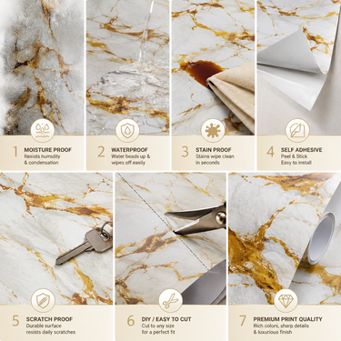 Self Adhesive White Dark Yellow Texture Wallpaper Roll 2 Meter