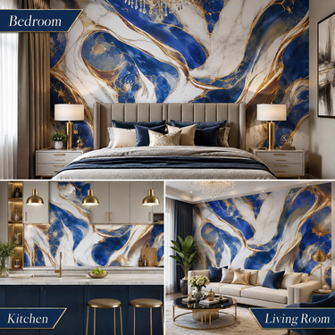Self Adhesive White Blue Abstract Texture Wallpaper Roll 2 Meter