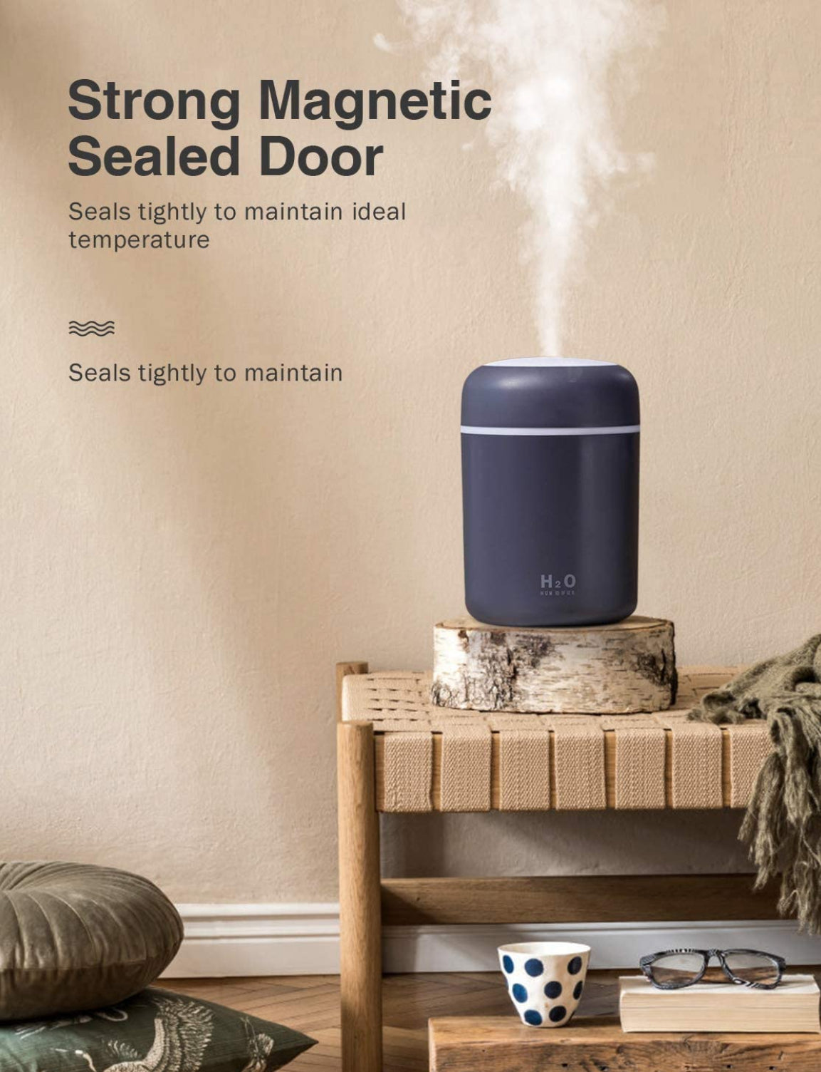 BINSBARRY Humidifier for Room Moisture, Aroma Diffuser for Home, Mist Maker, Cool Mist Humidifier, Small Quiet Air Humidifier, Ultrasonic Essential Oil Diffuser Electric (Multicolour)