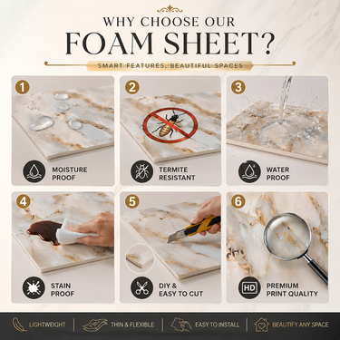 Self Adhesive Peach Abstract Texture Foam Wall Sheet 2x2 ft | 2mm Damp-Proof Decor
