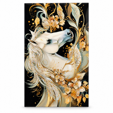 Majestic White Horse Crystal Wall Art – Premium 3D Rhinestone Horse Decorative Frame