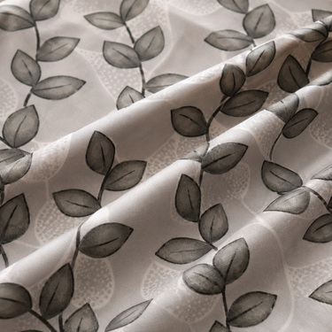 Silverleaf Serenity Grey Botanical Printed Double Bedsheet