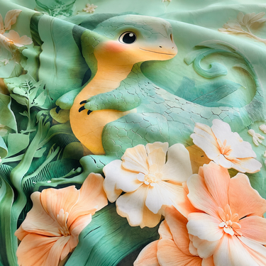 Mint Green Cute Dinosaur & Floral Printed Double Bedsheet with 2 Pillow Covers | 100% Microfiber Satin Weave | Super Soft Pre-Shrunk Bedding Set – 87.5 × 92.5 Inch