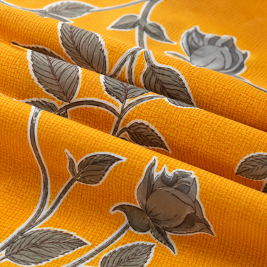 Golden Rose Vine Yellow & Grey Floral Printed Double Bedsheet Set | Premium Cotton with 2 Pillow Covers