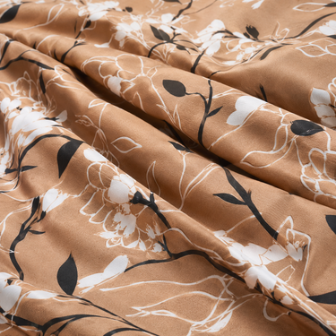 Caramel Blossom Brown, White & Black Floral Printed Double Bedsheet Set | Super-Soft Microfiber with 2 Pillow Covers