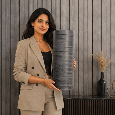 Nidhi Decor Self Adhesive Dark Grey Grille Wall Panel 2x10 Ft – 3mm PVC Slat Wood Decor Mumbai