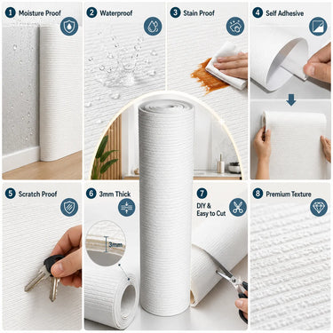 Nidhi Decor Line Texture Ceramic Roll Close-Up – Durable 3mm PVC Wallpaper India