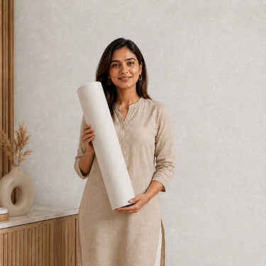 Nidhi Decor PVC Ceramic Coated Plain Texture Wallpaper Roll 2x10 Ft – 3mm Self Adhesive Wall Decor Mumbai