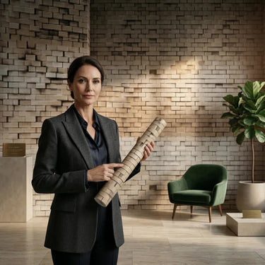 3D Cube Brick Peel & Stick Wallpaper on Cafe Feature Wall – Nidhi Decor Mumbai