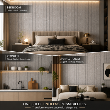 Champagne Beige Marble Fluted Grille Wall Panel Roll – 2 × 10 ft