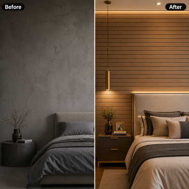 Golden Chestnut Fluted Grille Wall Panel Roll – Self-Adhesive PVC, 2 × 10 ft