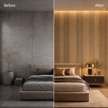 Natural Oak Grille Sheet 2×10 ft | Self-Adhesive Wooden Slat Wall Panel Roll | Plain & Fluted Wood Design for Bedroom, Living Room & TV Wall