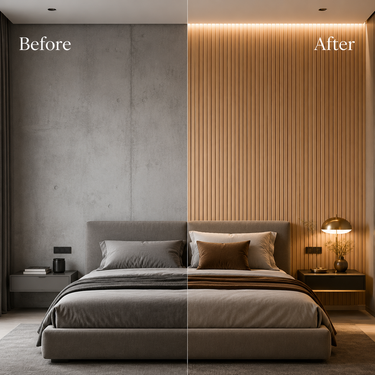 Wooden Grille Sheet 2×10 ft | Self-Adhesive Wood Slat Wall Panel Roll | Waterproof, Wipeable & Easy-to-Install Decorative Wall Covering