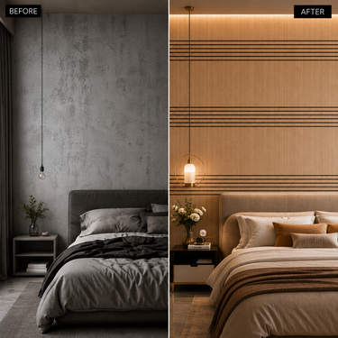 Sand Beige Wooden Grille Sheet 2×10 ft | Self-Adhesive Decorative Wood Slat Wall Panel Roll | Plain & Fluted Wall Covering for Bedroom, Living Room & TV Unit