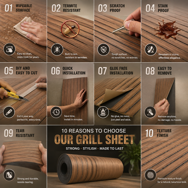 Honey Oak Wooden Grille Sheet 2×10 ft | Self-Adhesive Decorative Wood Slat Wall Panel Roll | Plain & Fluted Wall Covering for Living Room, Bedroom & TV Unit