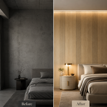 Golden Oak Wooden Grille Sheet 2×10 ft | Self-Adhesive Decorative Wood Slat Wall Panel Roll | Plain & Fluted Wall Covering for Living Room, Bedroom & TV Unit