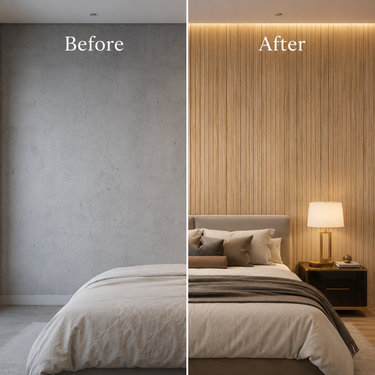 Light Oak Wooden Grille Sheet 2×10 ft | Self-Adhesive Fluted Wood Slat Wall Panel Roll | Decorative Wall Covering for Bedroom, Living Room & TV Unit