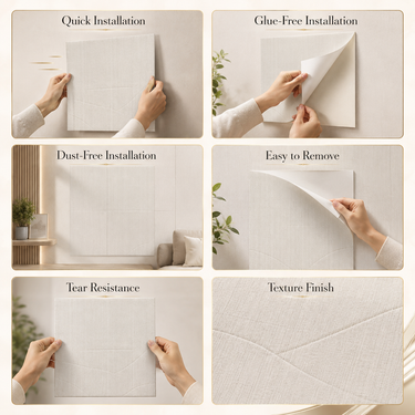 Woven Linen Greige Matte Ceramic Sheet - 2x2 ft