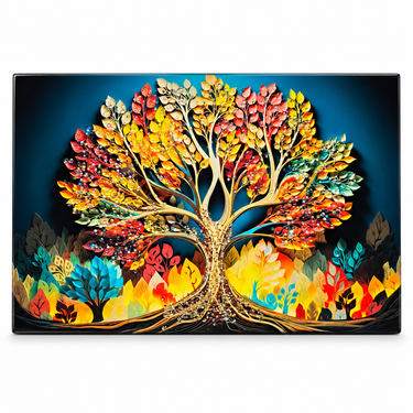 Luxury Multicolor & Gold Tree of Life Crystal Wall Art Frame – Premium 3D Rhinestone Decorative Panel
