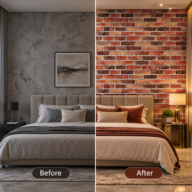 Self Adhesive 3D Rustic Red Brick Wallpaper 10m x 18in | Realistic Brick Stone Wall Decor