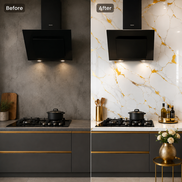 White & Gold Vein Marble Self-Adhesive Kitchen Sticker – 2 Meter Roll
