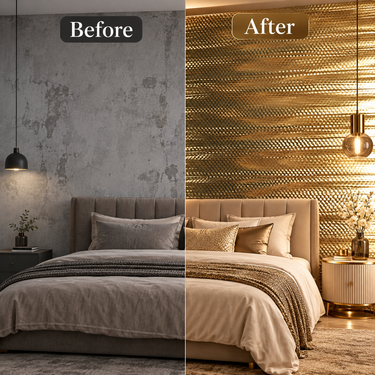 Self Adhesive Gilded Mosaic Gold 3D Wallpaper 10m x 18in | Premium Geometric Decor