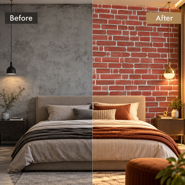 Self Adhesive 3D Rustic Red Brick Wallpaper 10m x 18in | Realistic Brick Stone Wall Decor