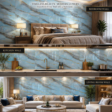 Self Adhesive Blue Abstract Foam Wall Sheet 2x2 ft | 2mm Damp-Proof Decor