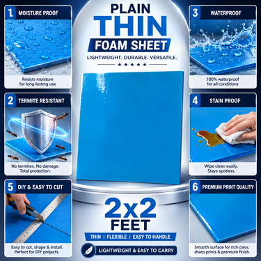 Self Adhesive Plain Navy Blue Foam Wall Sheet 2x2 ft | 2mm Damp-Proof Decor