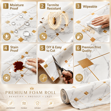 Self Adhesive White Line UV Foam Roll 4x9 Feet