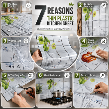 Glossy Lotus Kitchen Backsplash Sticker Sheet – 90 × 60 cm