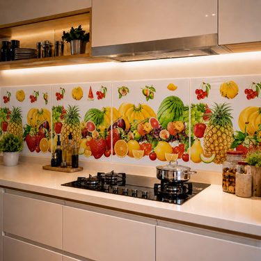 Glossy Fruits Kitchen Backsplash Sticker Sheet – 90 × 60 cm